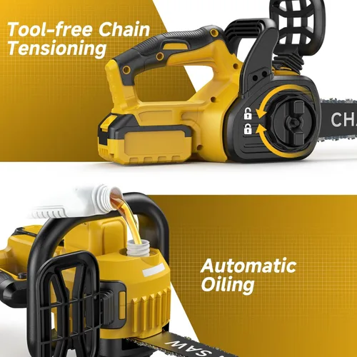 Vista 6 de Motosierra eléctrica sin escobillas de 14 pulgadas, motosierra inalámbrica a batería compatible con batería Dewalt de 20 V con pantalla LCD