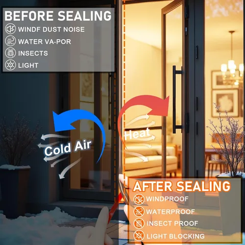 Vista 5 de Tira de sellado climático para puerta, tira autoadhesiva de sellado climático para puerta, sellado climático insonorizado en forma de D impermeable
