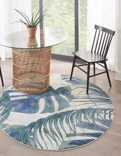 Vista 23 de Unique Loom Blossom Collection - Alfombra rectangular de 2 x 3 pies, color marfil y azul