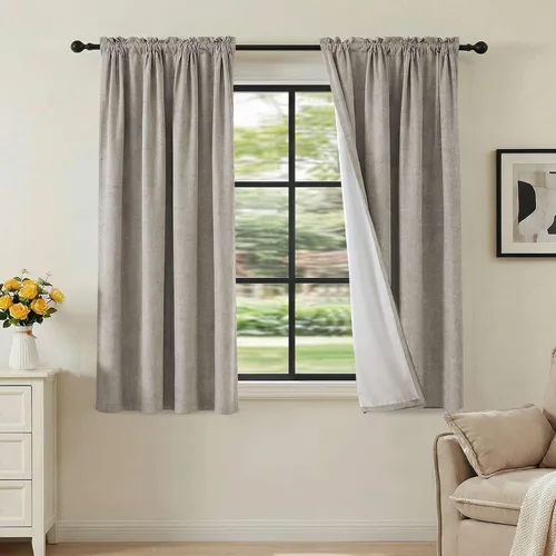 Vista 87 de H.VERSAILTEX Cortinas 100% opacas con aspecto de lino para dormitorio, bloqueo de luz completa, bolsillo para barra, cortinas de ventana gruesas
