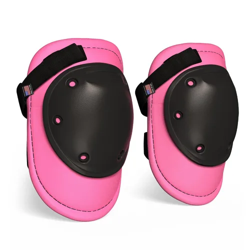Vista 7 de PRO - Rodilleras estilo constructor para mujer con 3 niveles de protección, rosa, 1 par, tapa de plástico de soporte plano y cierres ajustables
