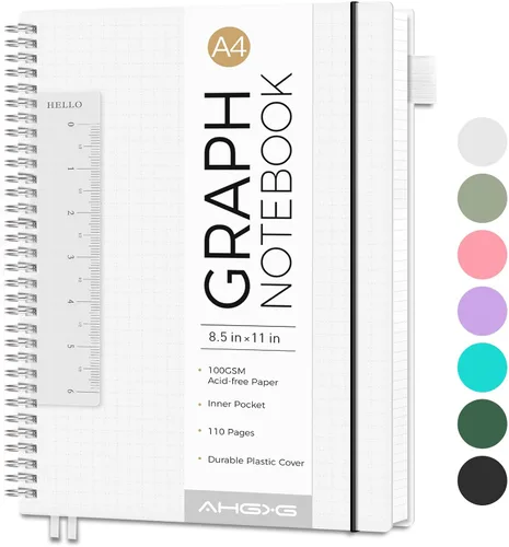 Vista 24 de AHGXG Diario de puntos, cuaderno en espiral de cuadrícula de puntos de 8.5 x 11 pulgadas, cuaderno de puntos grande A4, papel grueso de 3.53 oz/m²