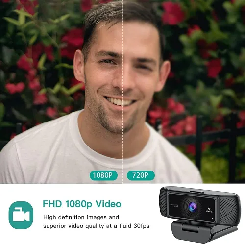 Vista 8 de NexiGo Kits de cámara web de enfoque automático 1080P, cámara web USB N680 FHD con control de software y cubierta de privacidad, iluminación