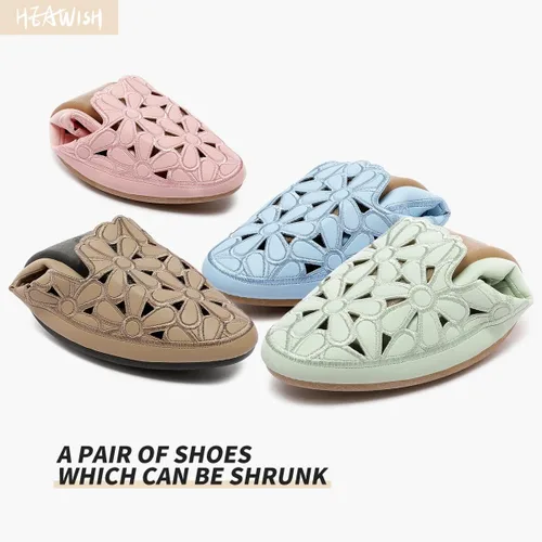 Vista 5 de HEAWISH - Zapatos planos para mujer estilo ballet, con diseño floral, piel sintética, punta redonda, calzado elegante, color negro y beige