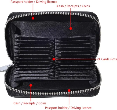 Vista 5 de Easyoulife Funda de cuero genuino para tarjetas de crédito RFID para pasaporte de viaje