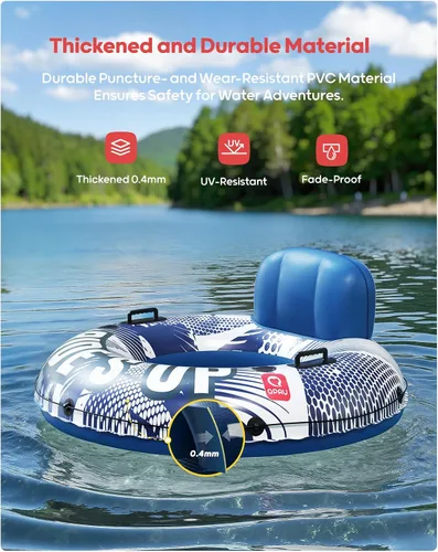 Vista 2 de QPAU River Tube, 0.4 mm Thick River Floats for Adults A-Azul oscuro 02