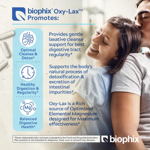 Vista 2 de biophix Oxy-Lax 750 mg 120 Vcaps - Laxantes naturales para el estreñimiento ocasional - Laxante de magnesio con magnesio oxigenado - Limpieza