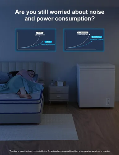 Vista 2 de Bodacious Congelador de Cofre de 3.5 pies cúbicos - Compacto, Energéticamente Eficiente y Silencioso Mini Congelador Profundo con Cestas Removibles