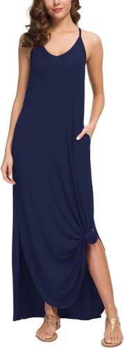Vista 3 de GRECERELLE Vestido de verano para mujer, casual, holgado, para playa, vestido largo con bolsillo
