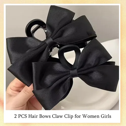 Vista 4 de Pinzas Premium para el Cabello para Mujeres: Pinzas de Garra con Lazo para Cabello Grueso y Delgado, Pinzas Grandes Antideslizantes con Lazo en Negro
