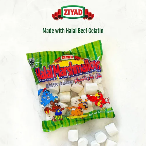 Vista 5 de Ziyad Malvaviscos grandes gourmet Halal, sin cerdo, sin huevos, sin lácteos, sin gluten, ¡perfectos para vacaciones y S'mores! 8.8 onzas