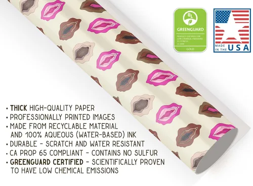 Vista 4 de Papel de regalo con patrón de vagina, papel de regalo de despedida de soltera NSFW, decoración de fiesta sexual (una hoja de 20 x 30 pulgadas)