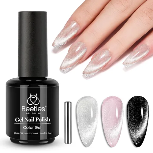 Vista 13 de Juego de esmalte de uñas de gel Beetles Cat Eye - 24 piezas, 20 colores de esmalte de uñas de gel con brillantina, cambia de color oscuro, kit