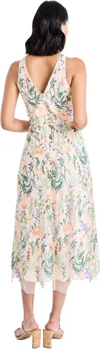 Vista 3 de Maggy London Vestido midi con cuello halter bordado floral con cuello en V en la espalda
