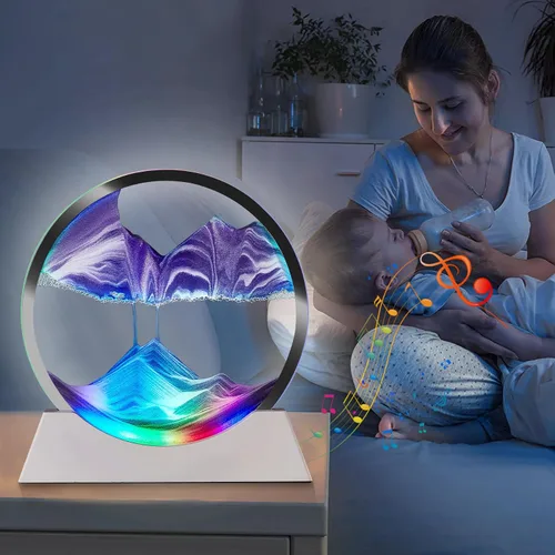 Vista 5 de Arte de arena en movimiento, decoración de movimiento líquido, lámpara de noche con altavoz Bluetooth, regulable multicolor, lámpara de arte