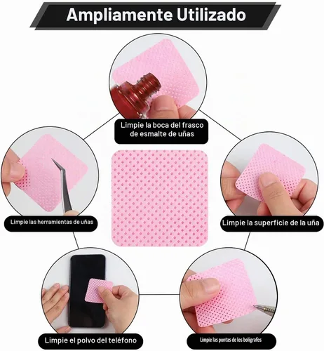 Vista 7 de 200 almohadillas de algodón para uñas, 1 botella dispensadora de bomba extraíble, toallitas de pegamento para pestañas suaves no tejidas Rosa