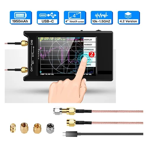Vista 2 de Spectrum Analyzer, 10k-1.5GHz NanoVNA NanoVNA-F VNA HF VHF UHF Vector Network Antenna Analyzer + 4.3 Inch IPS LCD + Metal Case V4.2 Version