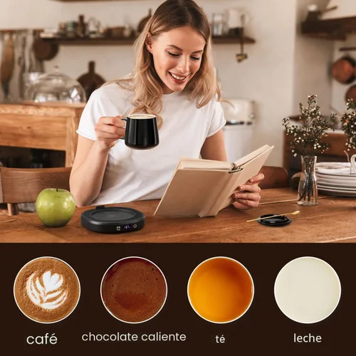 Vista 5 de Juego de Taza de Café Calentador y Eres Increíble, Calentador de Tazas Eléctrico para Escritorio, Calentador de Bebidas con 4 Ajustes