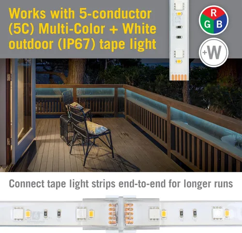 Vista 2 de Armacost Lighting Conector de empalme de cinta a cinta RGB+W de 5 pines para luz de cinta IP67 - Paquete de 4