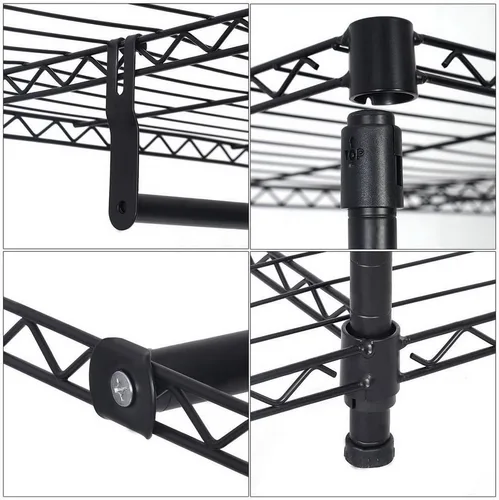 Vista 4 de Percheros de alambre para colgar ropa, perchero resistente con 4 estantes, percheros de metal para colgar ropa con 3 barras de colgador, 47.3
