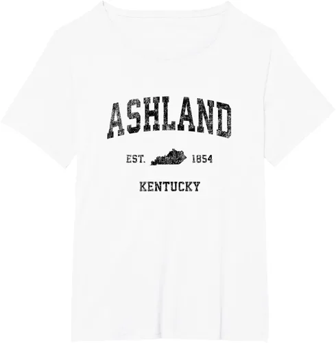 Vista 96 de Ashland Kentucky KY Vintage Sports Design Camiseta de impresión negra Asfalto