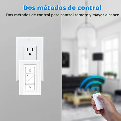 Vista 6 de Regulador de intensidad enchufable, enchufe inalámbrico con control remoto, interruptor de luz digital para lámpara compatible con Alexa, para luces