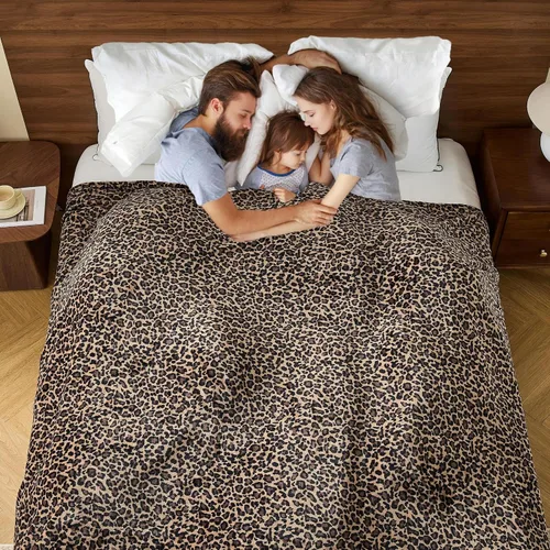 Vista 14 de Edenleaf - Manta con estampado de leopardo de forro polar, manta suave y acogedora para cama, sofá, viajes y camping, supersuave y mullida