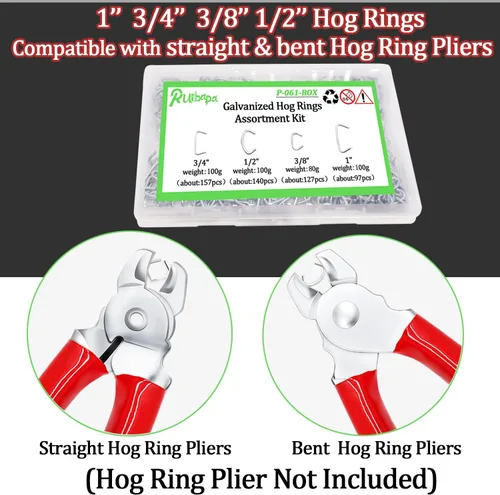 Vista 4 de Kit surtido de anillos de cerdo para tapicería profesional de 1 pulgada, 1/2 pulgadas, 3/4 pulgadas, 3/8 pulgadas, kit surtido de instalación