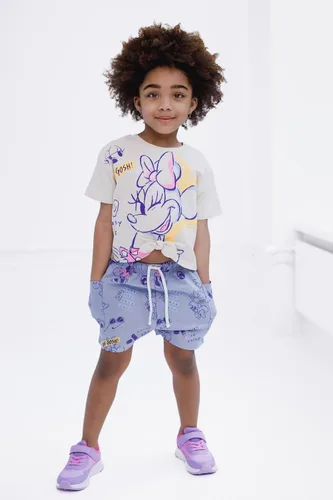 Vista 30 de Disney Minnie Mouse - Conjunto de camiseta floral arcoíris y pantalones cortos de cambray, tallas de bebé a niño grande (12 meses - 14-16)