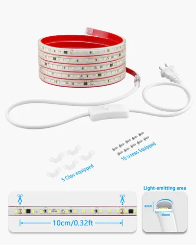 Vista 6 de Tira de luces LED de CA 110V enchufable con interruptor blanco frío 6000K