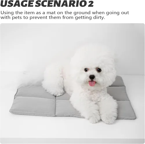 Vista 7 de Accesorios para mascotas, bolsa para mascotas, cama para mascotas, tapete para dormir para perros, colchón transpirable y cálido para perros Gris