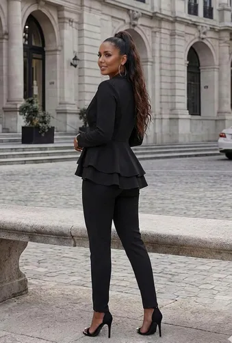 Vista 3 de Salimdy 2 Piece Outfits for Women Long Sleeve Dressy Blazer Pants Suits Negro