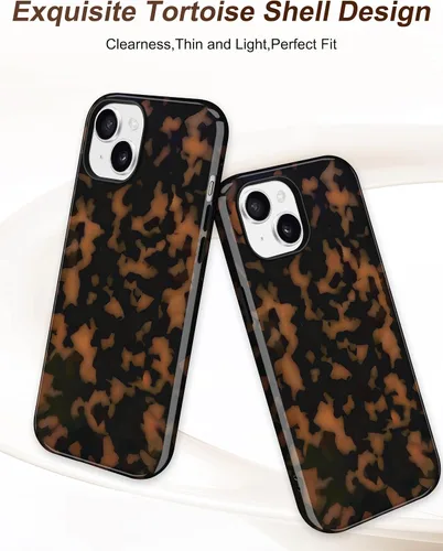 Vista 385 de Jusy Funda compatible con MagSafe con estampado de caparazón de tortuga marrón para iPhone 7/8/SE, cubierta protectora de TPU suave magnética
