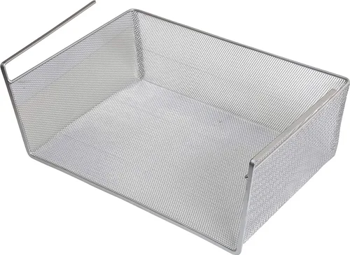 Vista 4 de YBM Home Cesta para debajo del estante, cesta colgante de malla de acero inoxidable para debajo del gabinete, maximiza el espacio en gabinetes