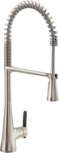 Vista 22 de Moen Sinema grifo de cocina desplegable de acero inoxidable con aumento de potencia y sistema retráctil, llave de cocina moderna de arco alto, fácil