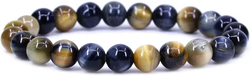 Vista 21 de Keleny Gem - Pulsera elástica de piedras semipreciosas con cuentas redondas de 8 mm, 7 pulgadas, unisex Ágata de encaje azul de grado A