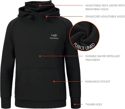 Vista 4 de BASSDASH Sudadera con capucha de forro polar para pesca juvenil con máscara, resistente al agua, FS18Y