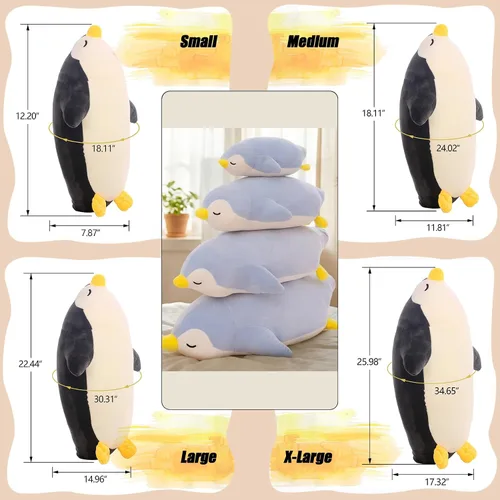 Vista 4 de DENTRUN Muñecas de pingüino de peluche a granel, lindos juguetes de peluche de pingüino para niños, niñas, adultos, regalo de cumpleaños, Navidad