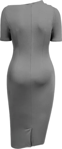 Vista 3 de AISIZE Vestido de tubo retro de medio cuello fruncido para mujer