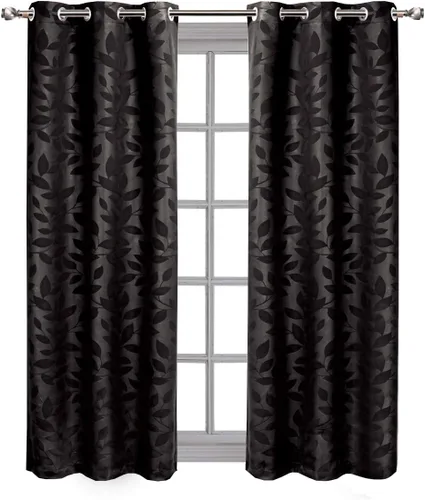 Vista 8 de Royal Hotel - Panel de cortina de blackout para ventana Paisley Jacquard, para colgar en arandelas, par de paneles/ juego de 2 paneles.