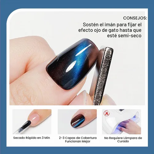 Vista 3 de Esmalte de uñas magnético de secado rápido, color negro y azul Negro azul