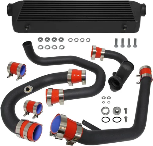 Vista 7 de Kit de intercooler de montaje delantero para motores VW Jetta Golf GTI GL/GLI/GLS MK4 1.8T 1.8L 98-05 Motores FMIC Bolt (plisado negro-negro)