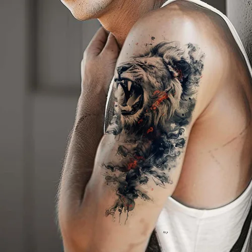 Vista 3 de Everjoy 25 hojas de calcomanías temporales de tatuajes de bestia dura, 12 hojas de tatuajes falsos de animales de acuarela de brazo grande, 13