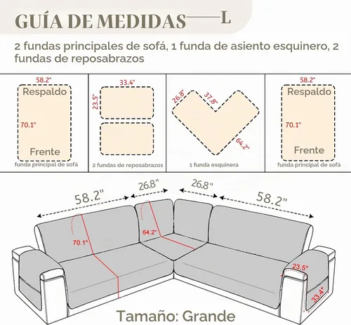 Vista 2 de Fundas de sofá seccional para perros 100% impermeables, funda de sofá en forma de L para esquinas, funda de sofá modular en forma de L de terciopelo
