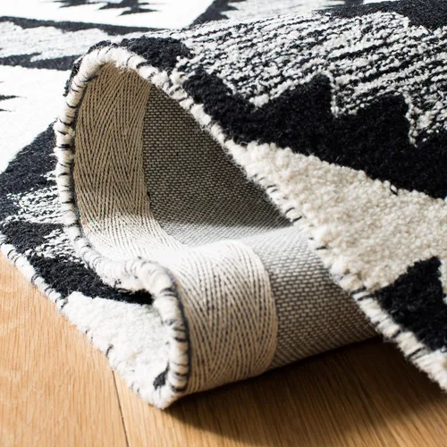 Vista 4 de SAFAVIEH Aspen Collection - Alfombra decorativa de 2 x 3 pies, carbón y negro, lana hecha a mano, ideal para zonas de alto tráfico en entrada, sala