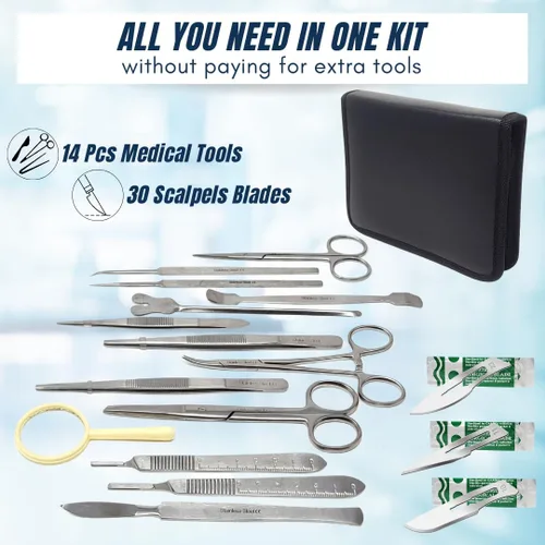Vista 6 de IMED Scientific Kit de disección avanzada de 45 piezas, juego de disección de anatomía de laboratorio de biología, viene con cuchillas de mango