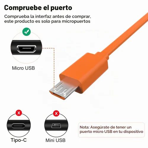 Vista 3 de Cable micro USB para JBL Charge 3, Charge 2, Charge 2+, Flip 4, Flip 3