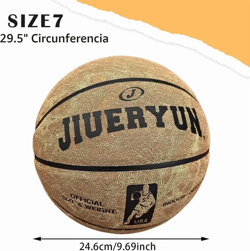 Vista 3 de Profesional Piel de Grano Superior de Vaca Baloncesto, Bola de Cuero para Juego Interior para Competencia y Entrenamiento Marrón