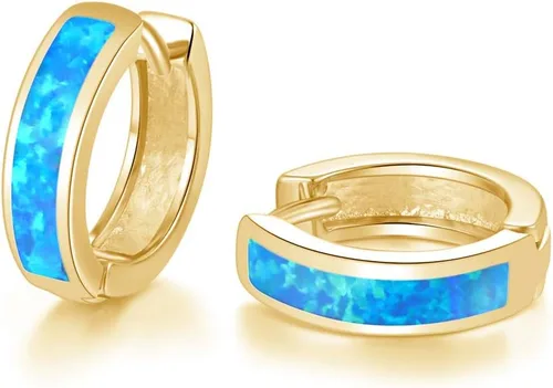 Vista 96 de CiNily Aretes Huggie de ópalo con bisagras, chapados en oro, hipoalergénicos, pequeños aretes de aro para mujeres, adolescentes, niñas, hombres