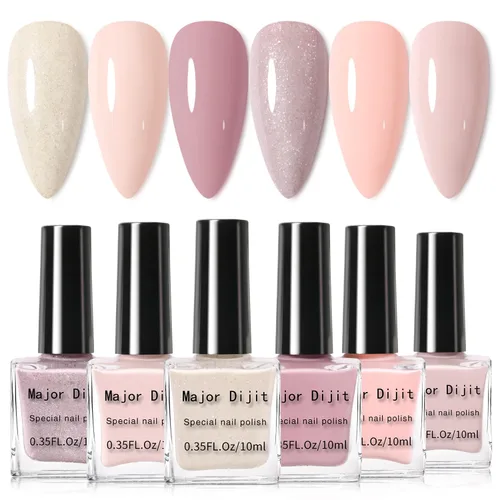 Vista 9 de DouborQ Juego de esmaltes de uñas de 6 colores, paquete de esmalte de uñas brillante para uñas, regalos para mujeres, barniz de arte de uñas
